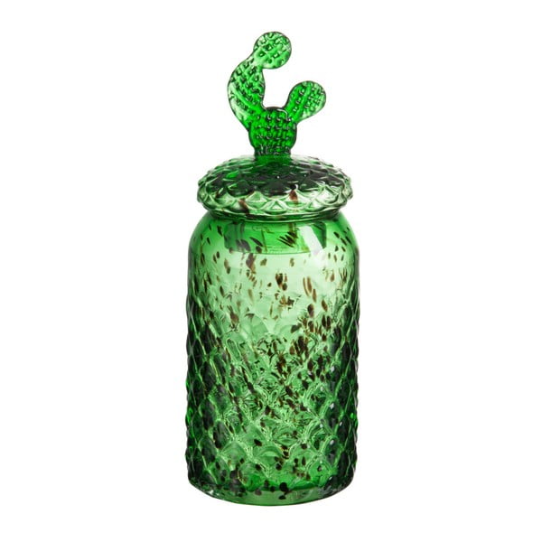 Zielony pojemnik szklany J-Line Cactus Conical, wys. 36 cm