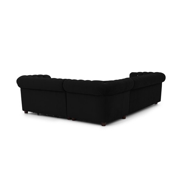 Czarny aksamitny rozkładany narożnik (prawostronny/w kształcie litery L) York Blik – Ropez-image-3