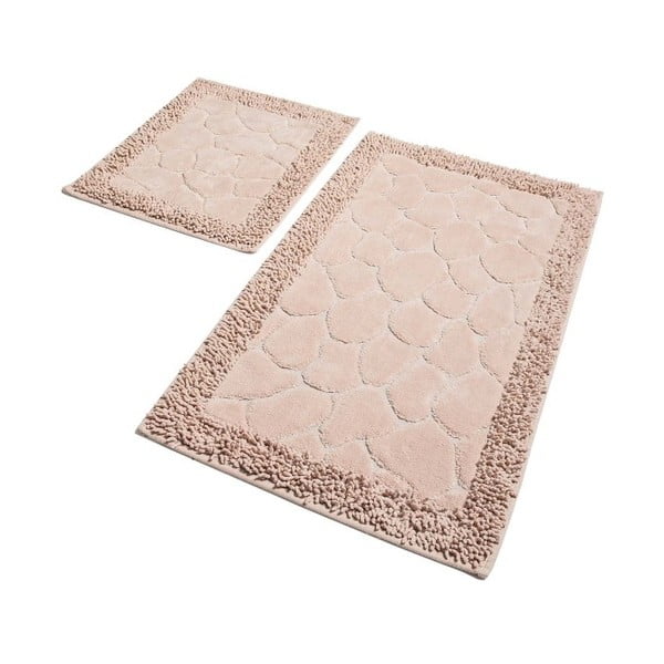 Zestaw 2 beżowych bawełnianych dywaników łazienkowych Confetti Bathmats Stone Powder