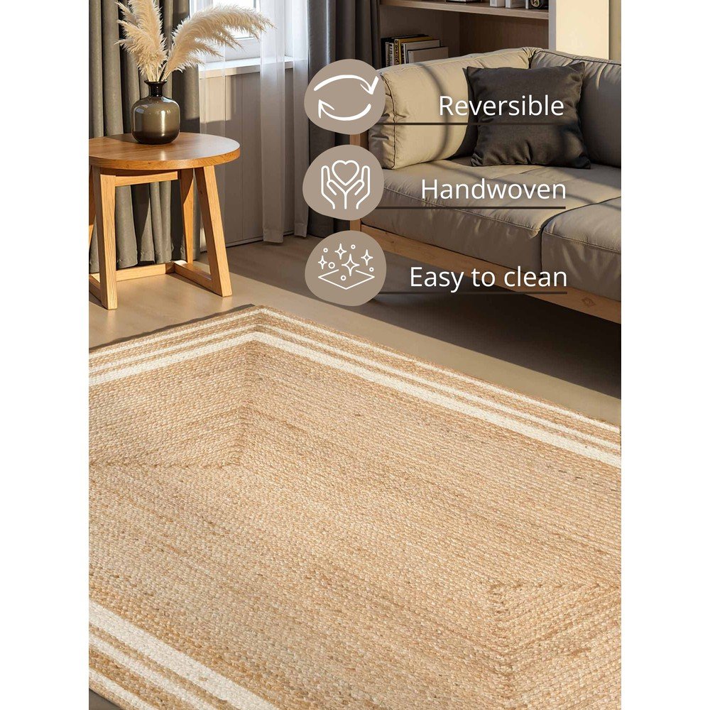 Kremowo-naturalny ręcznie tkany dwustronny dywan z juty 160x230 cm Jutta – Hanse Home (zdjęcie 11)