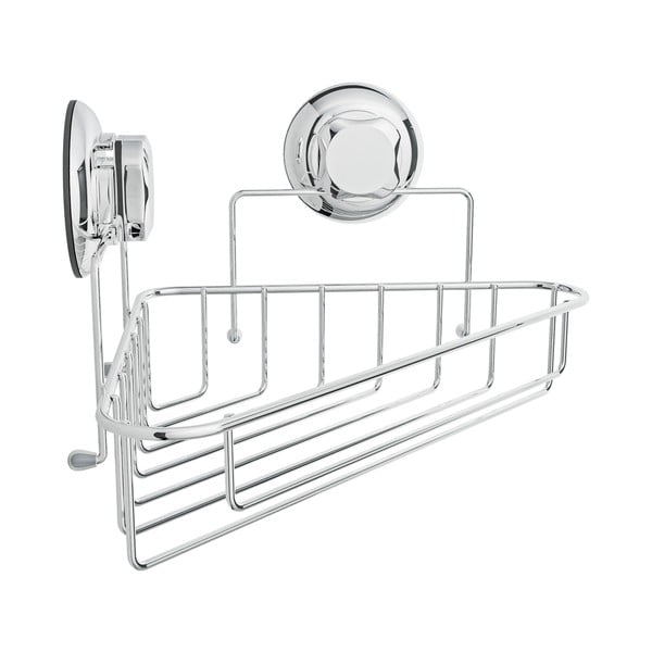 Narożna samoprzylepna metalowa półka łazienkowa w kolorze srebra Bestlock Bath – Compactor