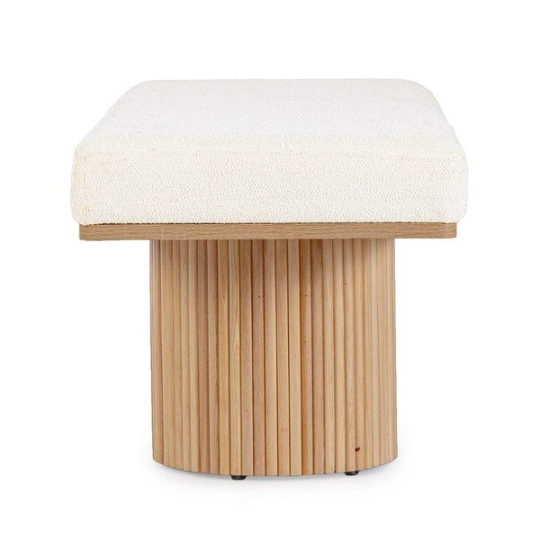 Kremowa tapicerowana ławka z materiału bouclé Floriana – Bizzotto-image-3