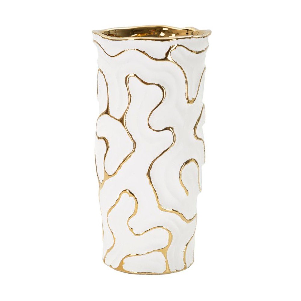 Ceramiczny wazon w biało-złotym kolorze (wysokość 25 cm) Adore – Mauro Ferretti