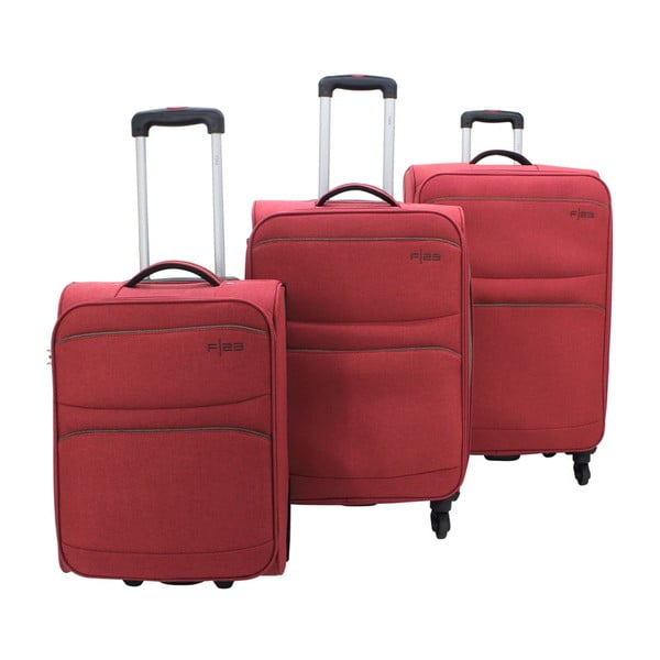 Zestaw 3 czerwonych walizek na kółkach Friedrich Lederwaren Santa Cruz