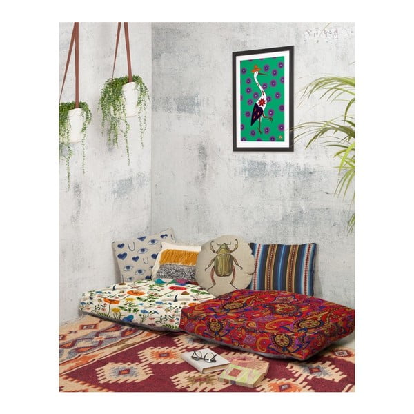 Poduszka do siedzenia z domieszką lnu Madre Selva Paisley, 60x80 cm-image-3