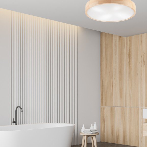 Jasnobrązowa lampa sufitowa ze szklanym kloszem ø 58 cm Eveline – LAMKUR-image-1
