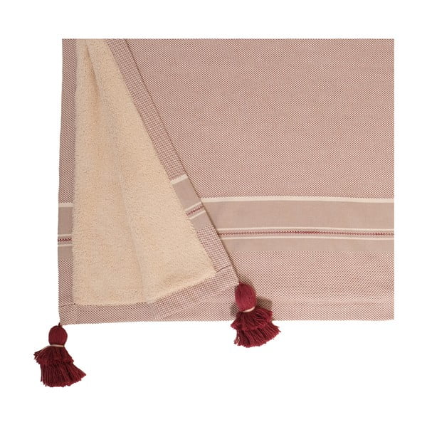 Czerwono-beżowy bawełniany ręcznik Foutastic Brunella, 70x130 cm