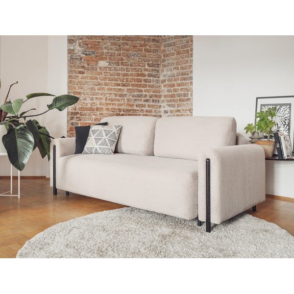 Beżowa sztruksowa rozkładana/ze schowkiem sofa 244 cm Arcadova – ELTAP-image-1