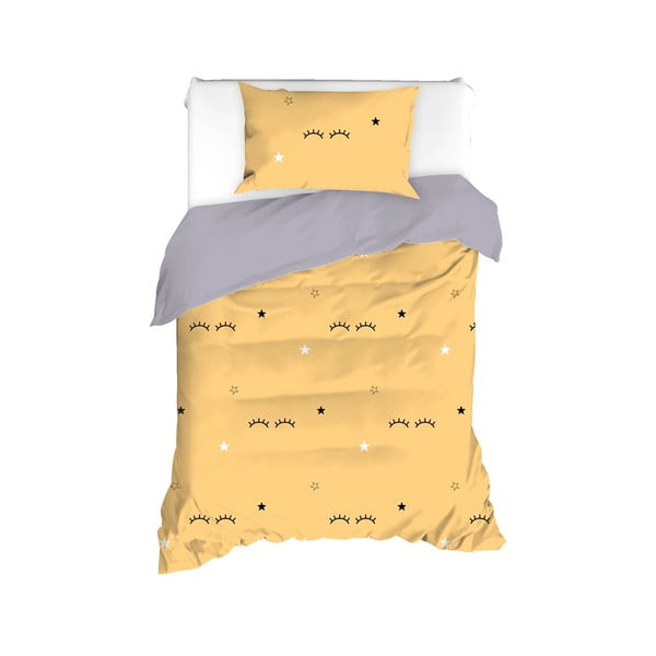 Żółto-szara pościel jednoosobowa 140x200 cm Dide – Mijolnir