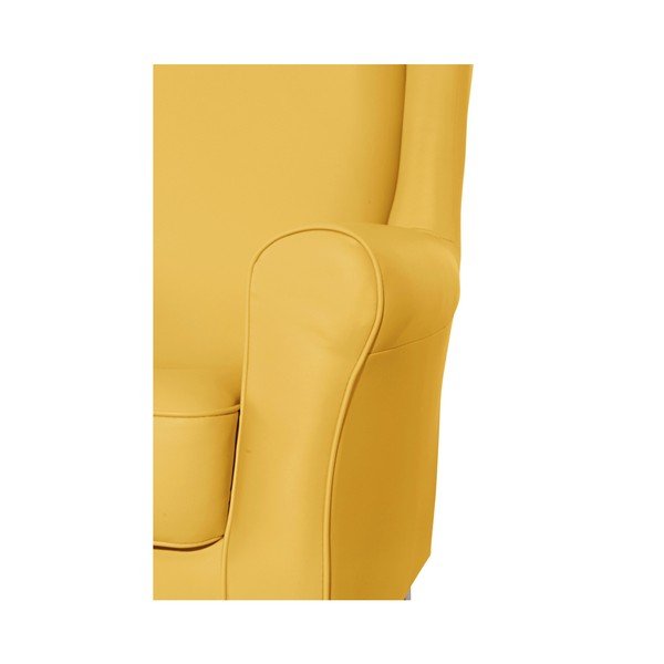 Żołty fotel uszak Max Winzer Lorris Leather Corn-image-4