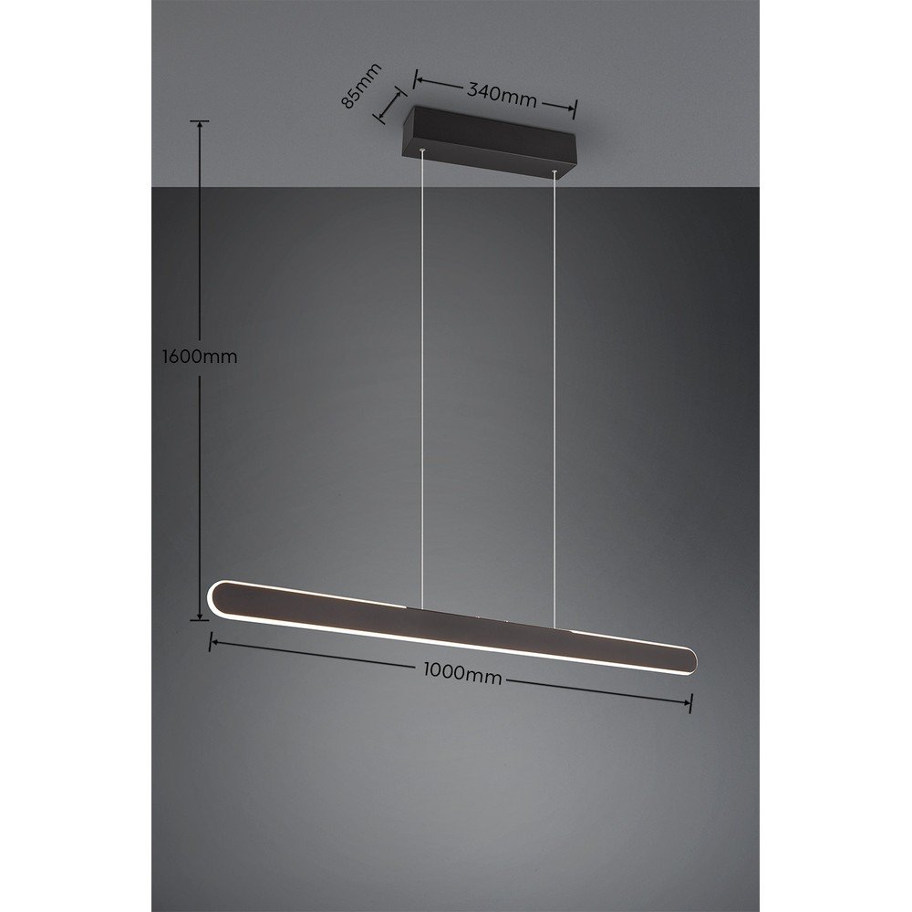 Czarna lampa wisząca LED Helios – Trio (zdjęcie 9)
