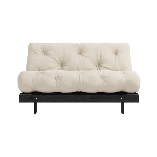 Sofa rozkładana z beżowym obiciem Karup Design Roots Black/Beige-image-3