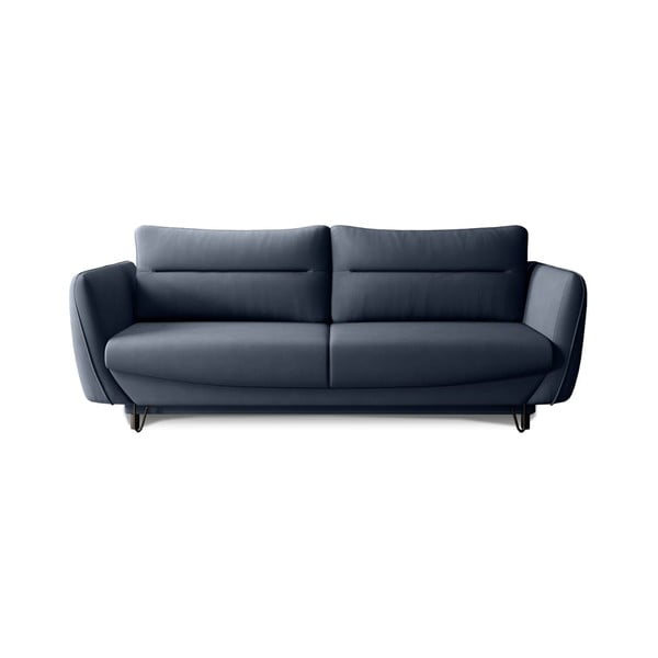 Niebieska rozkładana/ze schowkiem sofa z tkaniny szenilowej 236 cm Silva – ELTAP