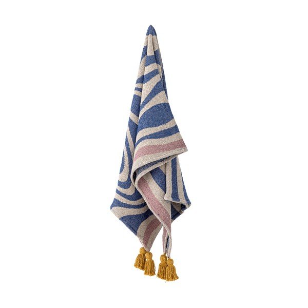 Niebieski koc z mieszanki bawełny 130x160 cm Arlie – Bloomingville-image-3