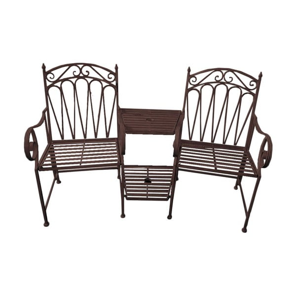 Czarna metalowa ławka ogrodowa Rinjani – Garden Pleasure-image-1