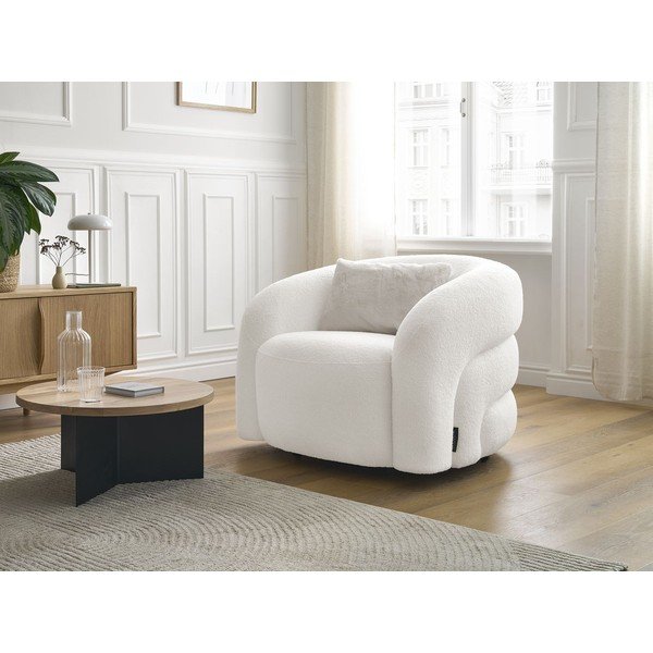 Biały obrotowy fotel z materiału bouclé Elina – Bobochic Paris-image-1