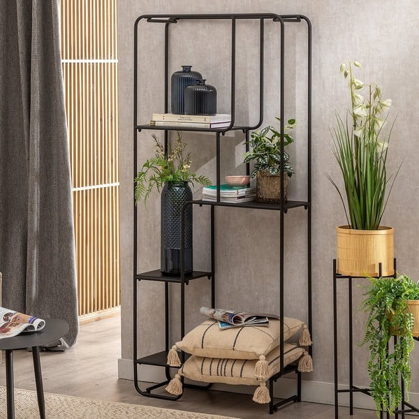 Czarny metalowy regał 76x180 cm Sleco – Ixia-image-1