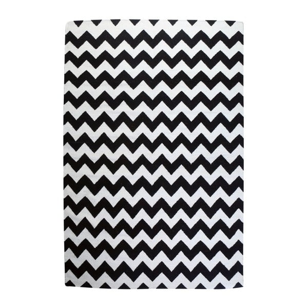 Dywan wełniany Geometry Zic Zac Black & White, 160x230 cm