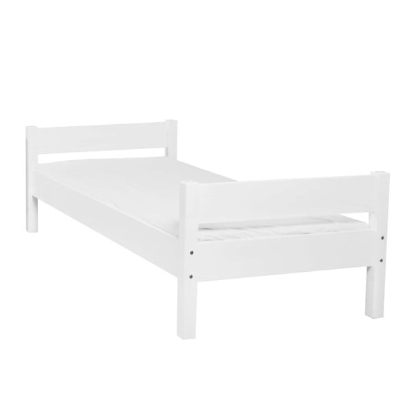 Białe łożko dziecięce z litego drewna bukowego Mobi furniture Mia, 200x90 cm