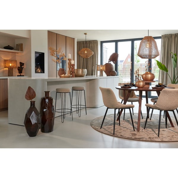 Brązowy okrągły stół z blatem z drewna akacjowego ø 120 cm Quenza – Light & Living-image-1