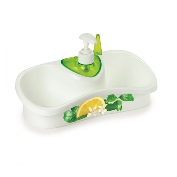 Zielony przybornik do mycia naczyń z dozownikiem płynu Snips