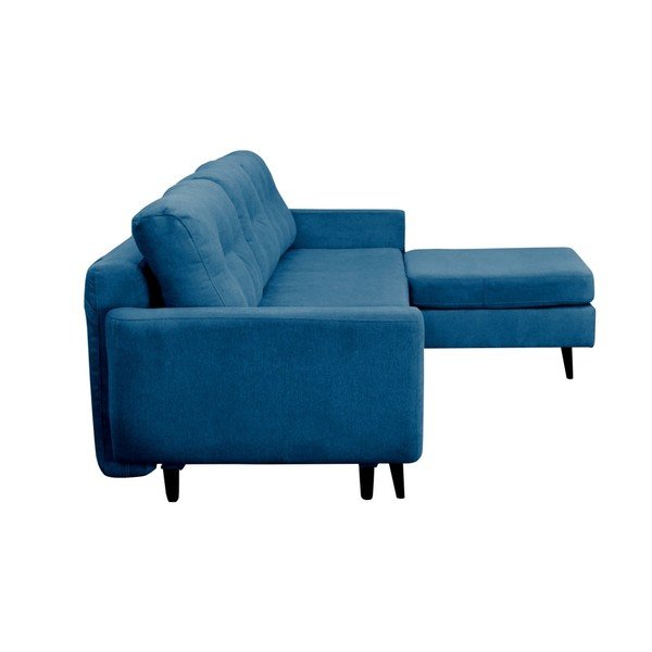 Turkusowy narożnik rozkładany prawostronny z czarnymi nogami Mazzini Sofas Hortensia-image-2
