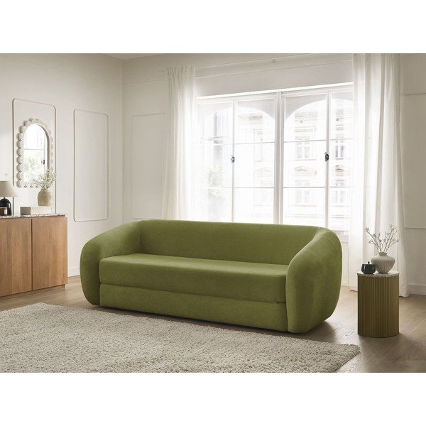 Zielona rozkładana sofa z tkaniny szenilowej 228 cm Neyo – Bobochic Paris-image-1