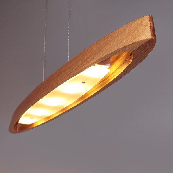 Lampa wisząca LED w kolorze srebra ze ściemniaczem i drewnianym kloszem Shine-wood – Fischer & Honsel-image-1