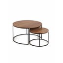 Brązowe okrągłe stoliki z blatem w dekorze orzecha zestaw 2 szt. ø 80 cm Yona − Kave Home