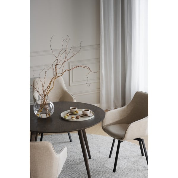 Ciemnobrązowy okrągły stół w dekorze dębu ø 115 cm Yumi – Rowico-image-3