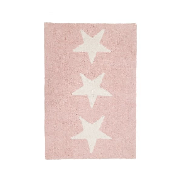 Różowy dywan bawełniany Happy Decor Kids Three Stars, 80x120 cm