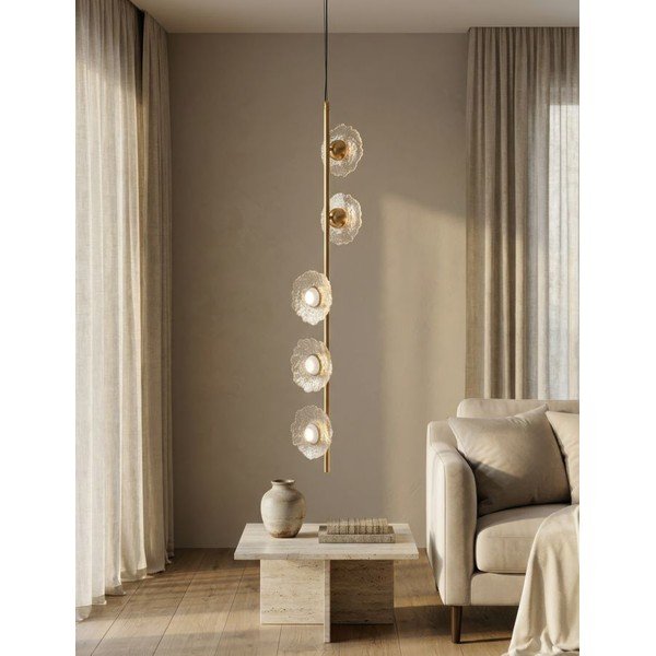 Metalowa lampa wisząca w kolorze złota ze szklanym kloszem Emily – Mauro Ferretti-image-1