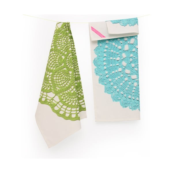 Zestaw 2 bawełnianych ścierek Happy Friday Doily, 70x50 cm