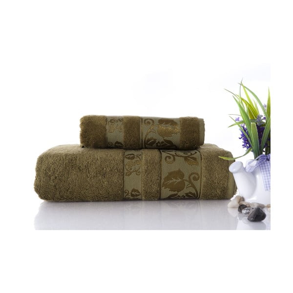 Zestaw 2 ręczników Bamboo Green, 70x140 i 50x90 cm