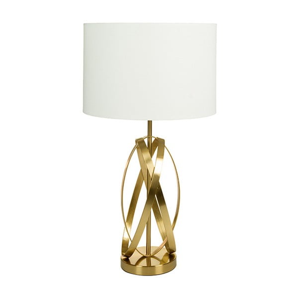 Biała lampa stołowa ze złotą podstawą Santiago Pons Leonardo Log