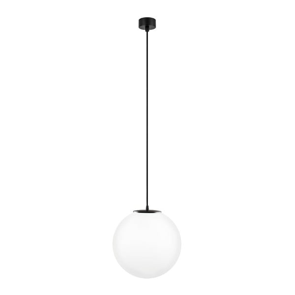 Biała lampa wisząca z czarnym kablem Sotto Luce Tsuri, ∅ 30 cm