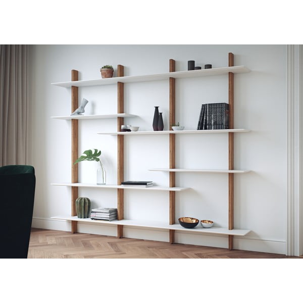 Biały regał z konstrukcją z drewna dębowego Tenzo Bridge-image-4