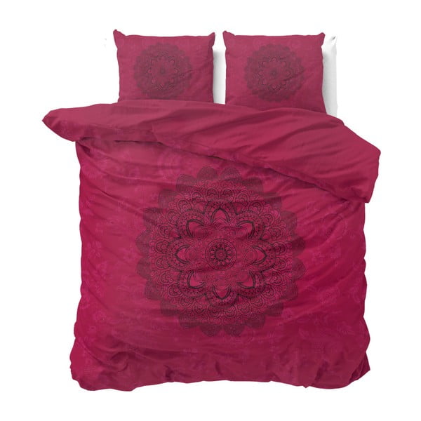 Różowa bawełniana pościel dwuosobowa Dreamhouse Kaleido, 200x220 cm