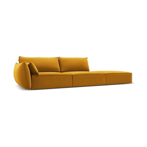 Musztardowa aksamitna sofa lewostronna 264 cm Vanda – Mazzini Sofas-image-2