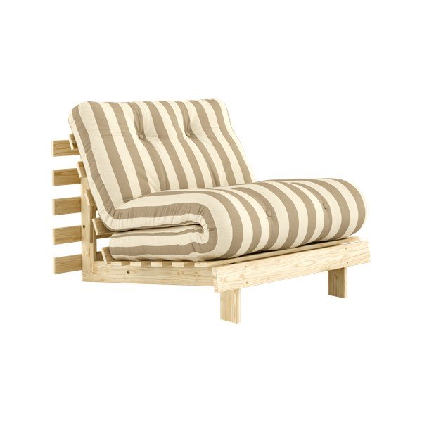 Beżowy/kremowy fotel futon/drewniany Roots – Karup