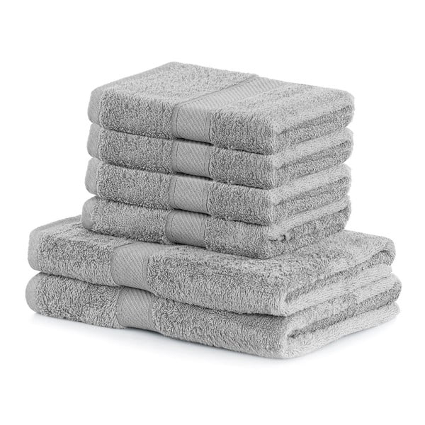 Komplet 6 szarych ręczników AmeliaHome Bamby Silver