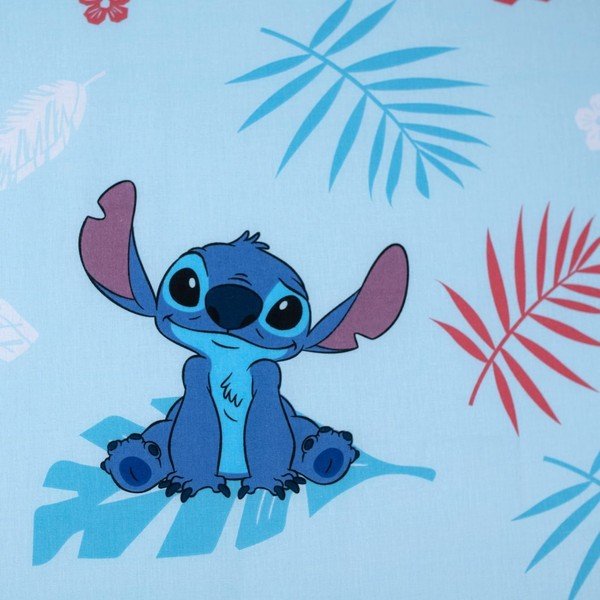Niebieskie bawełniane prześcieradło dziecięce jednoosobowe z gumką 90x200 cm Lilo & Stitch "Blue" – Jerry Fabrics-image-2