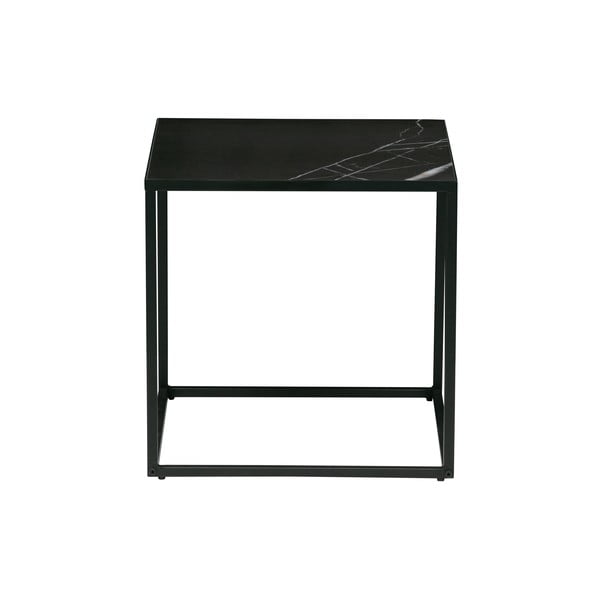 Czarny stolik z blatem w dekorze marmuru vtwonen, 45x45 cm