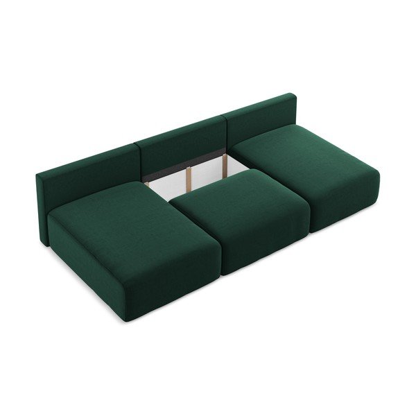 Ciemnozielony aksamitny rozkładany/ze schowkiem narożnik (w kształcie litery U) Kalena – Makamii-image-4