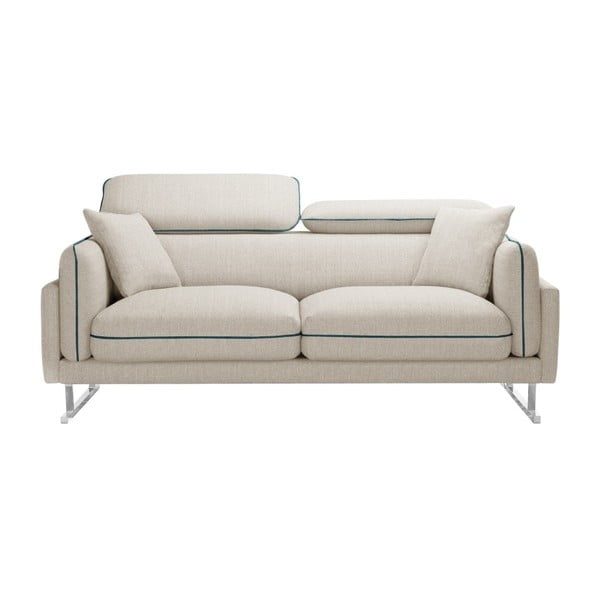 Kremowa sofa 2-osobowa z turkusowym wykończeniem L'Officiel Gigi