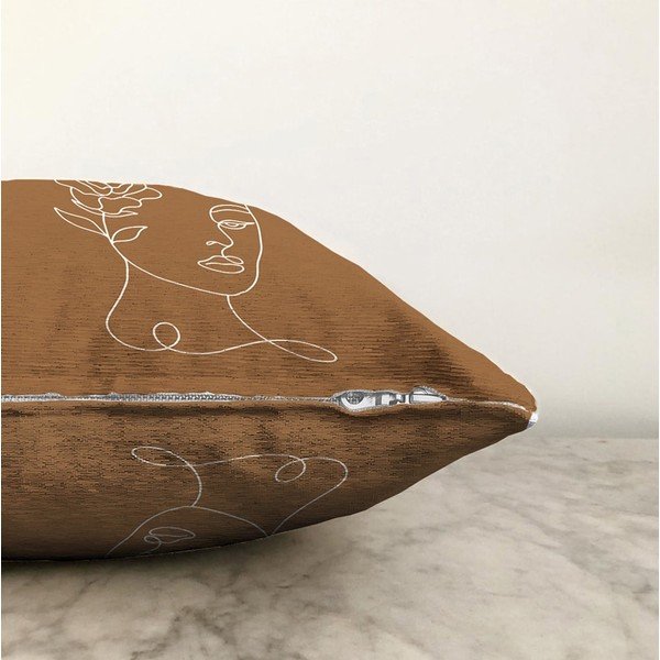 Brązowo-brązowa poszewka na poduszkę z domieszką bawełny Minimalist Cushion Covers Chenille, 55x55 cm-image-1