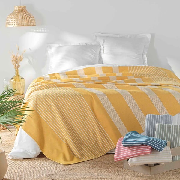 Żółta narzuta 220x240 cm Adele – douceur d'intérieur-image-3