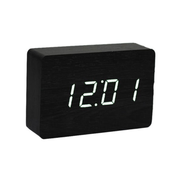 Czarny budzik z białym wyświetlaczem LED Gingko Brick Click Clock