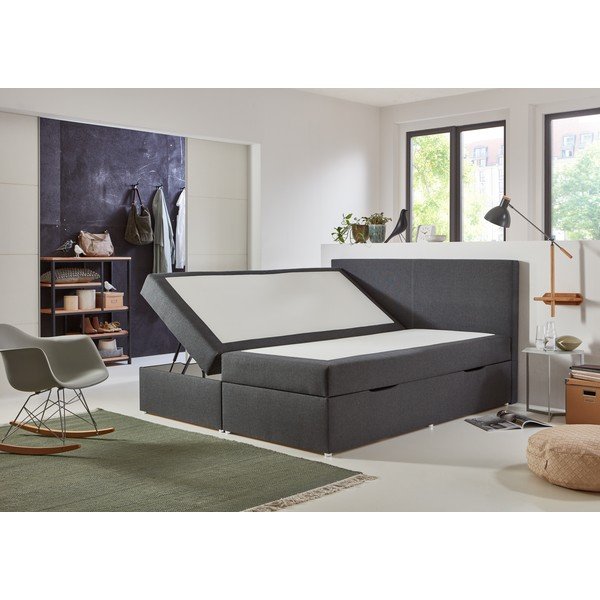 Szare łóżko boxspring ze schowkiem 180x200 cm Harry – Rojaplast-image-2