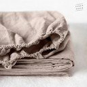 Jasnobrązowe elastyczne prześcieradło lniane Linen Tales, 180x200 cm